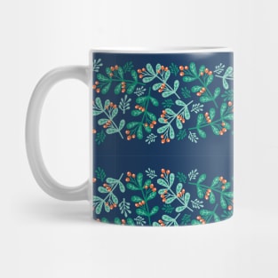 Mistletoe Christmas Stripes Blue Mug